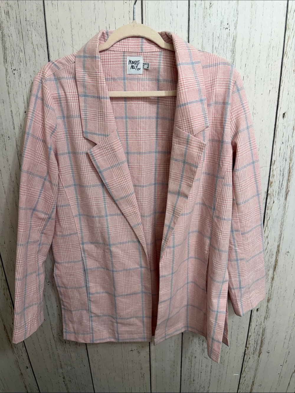 Princess Polly Pink and Blue Plaid Blazer
